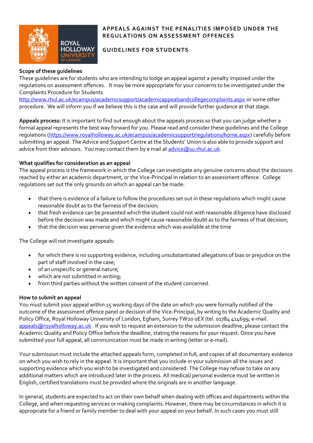 15-16 Appeal Form - Assessment Offence