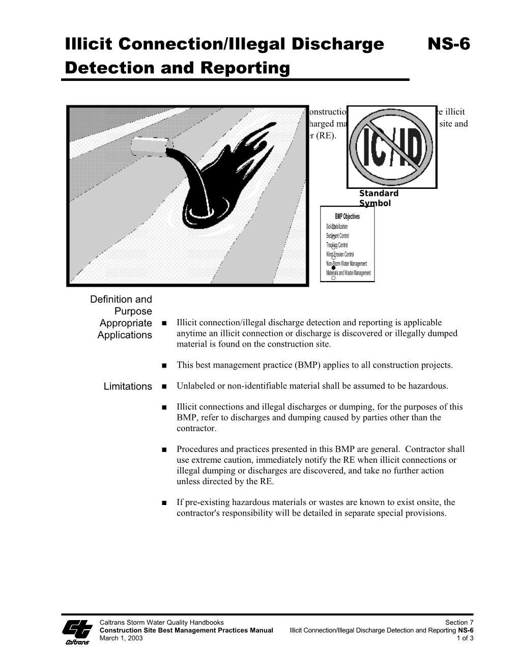 Construction Site Best Management Practices Manual Illicit Connection/Illegal Discharge