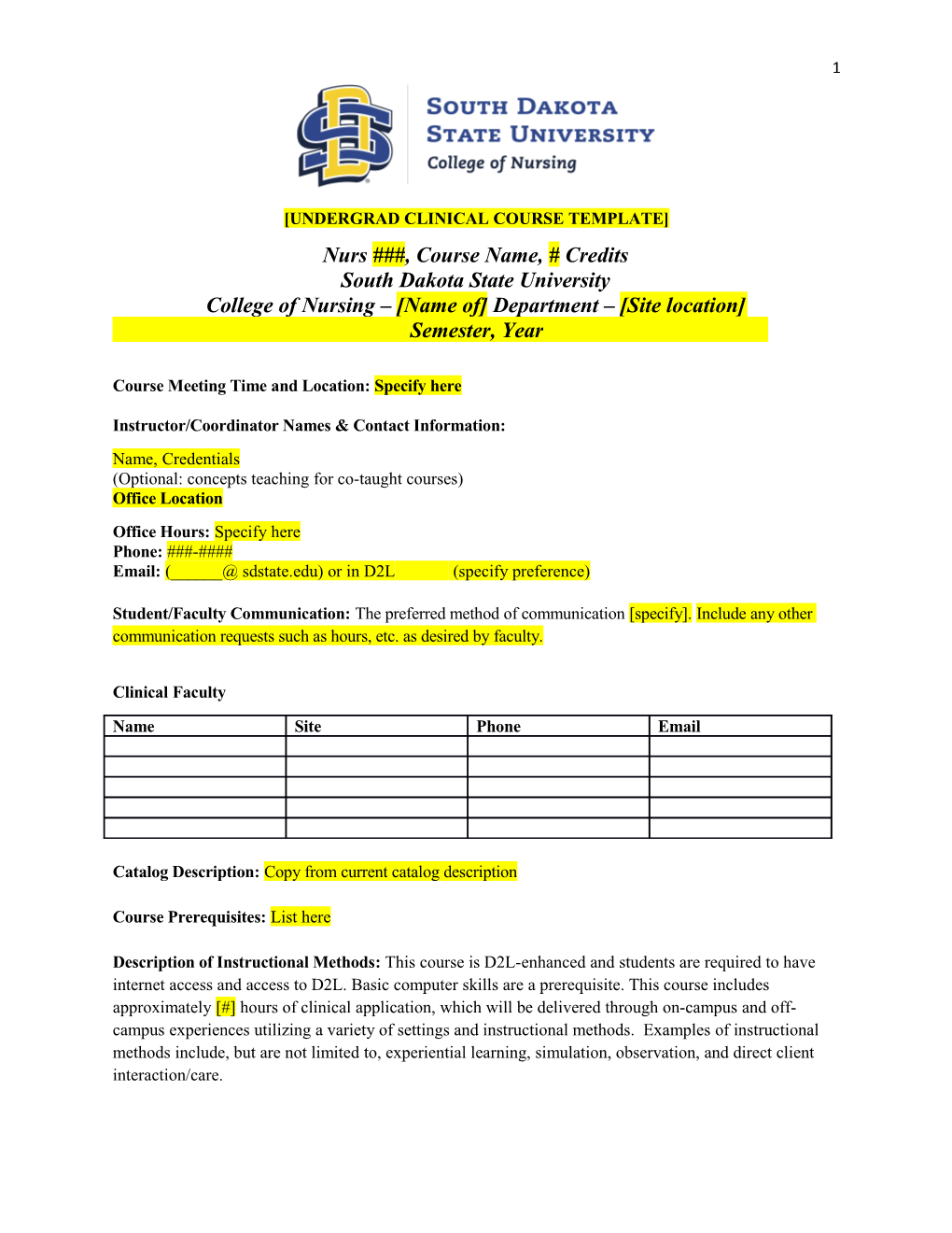 UG Clinical Syllabus Template