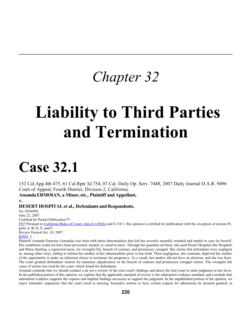 Chapter 32: Liability to Third Parties and Termination 1