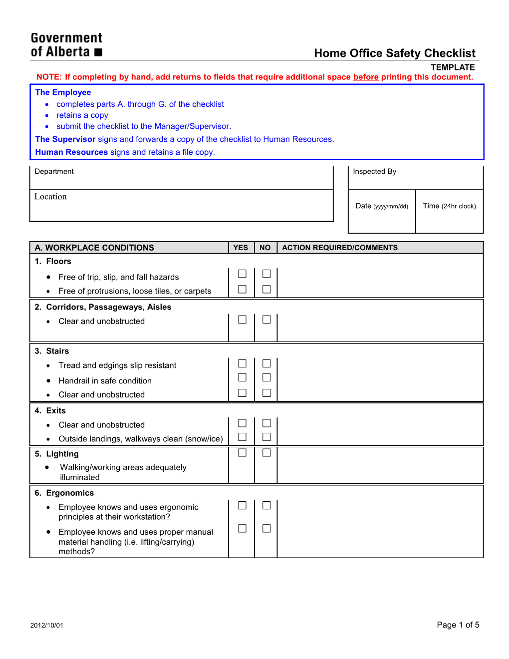 Office Inspection Checklist