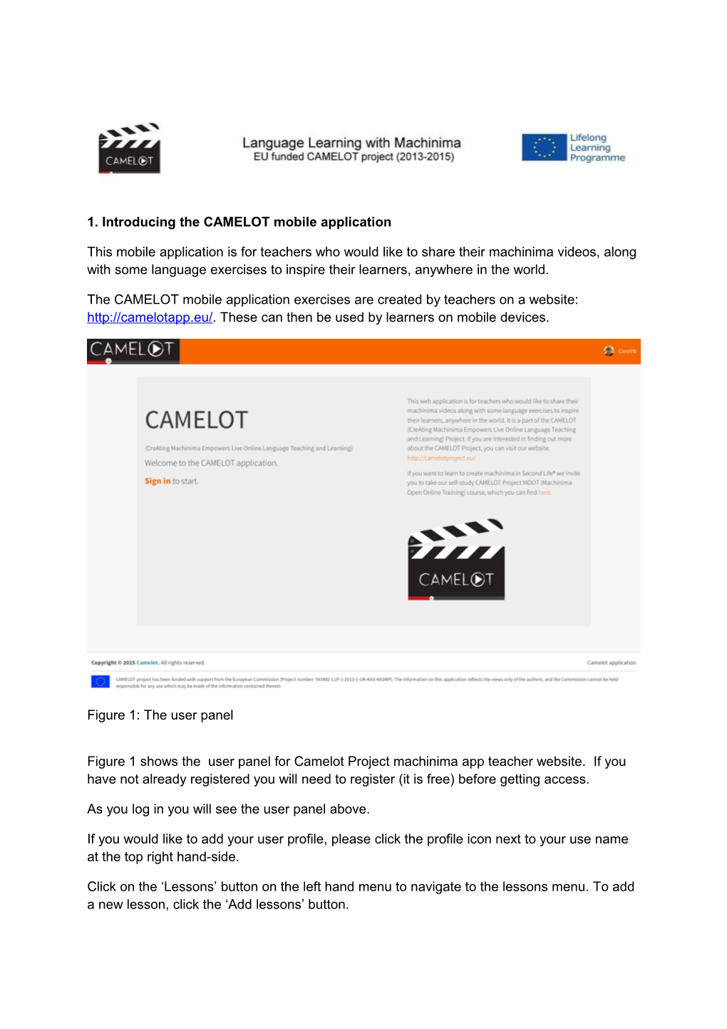 1. Introducing the CAMELOT Mobile Application