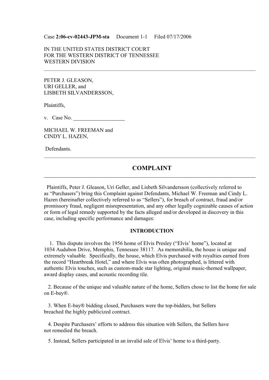 Case 2:06-Cv-02443-JPM-Sta Document 1-1 Filed 07/17/2006