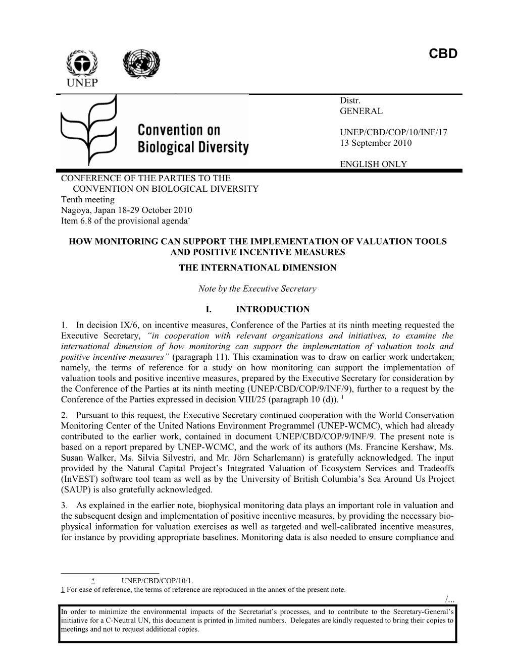 How Monitoring Can Support the Implementation of Valuation Tools and Positive Incentive Measures