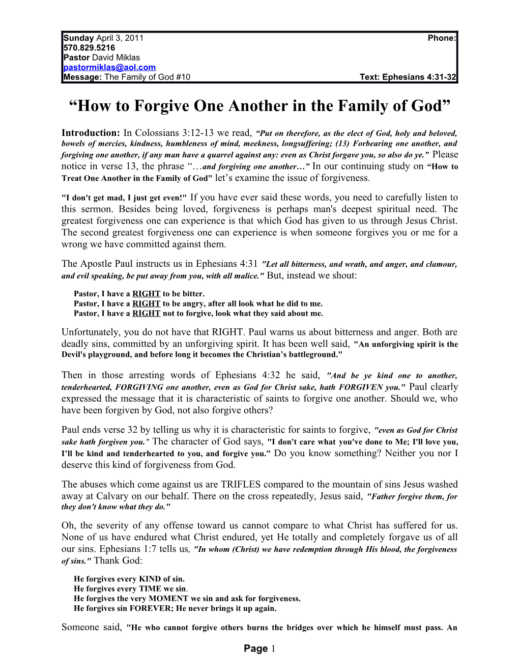 How to Forgive One Another in the Family of God