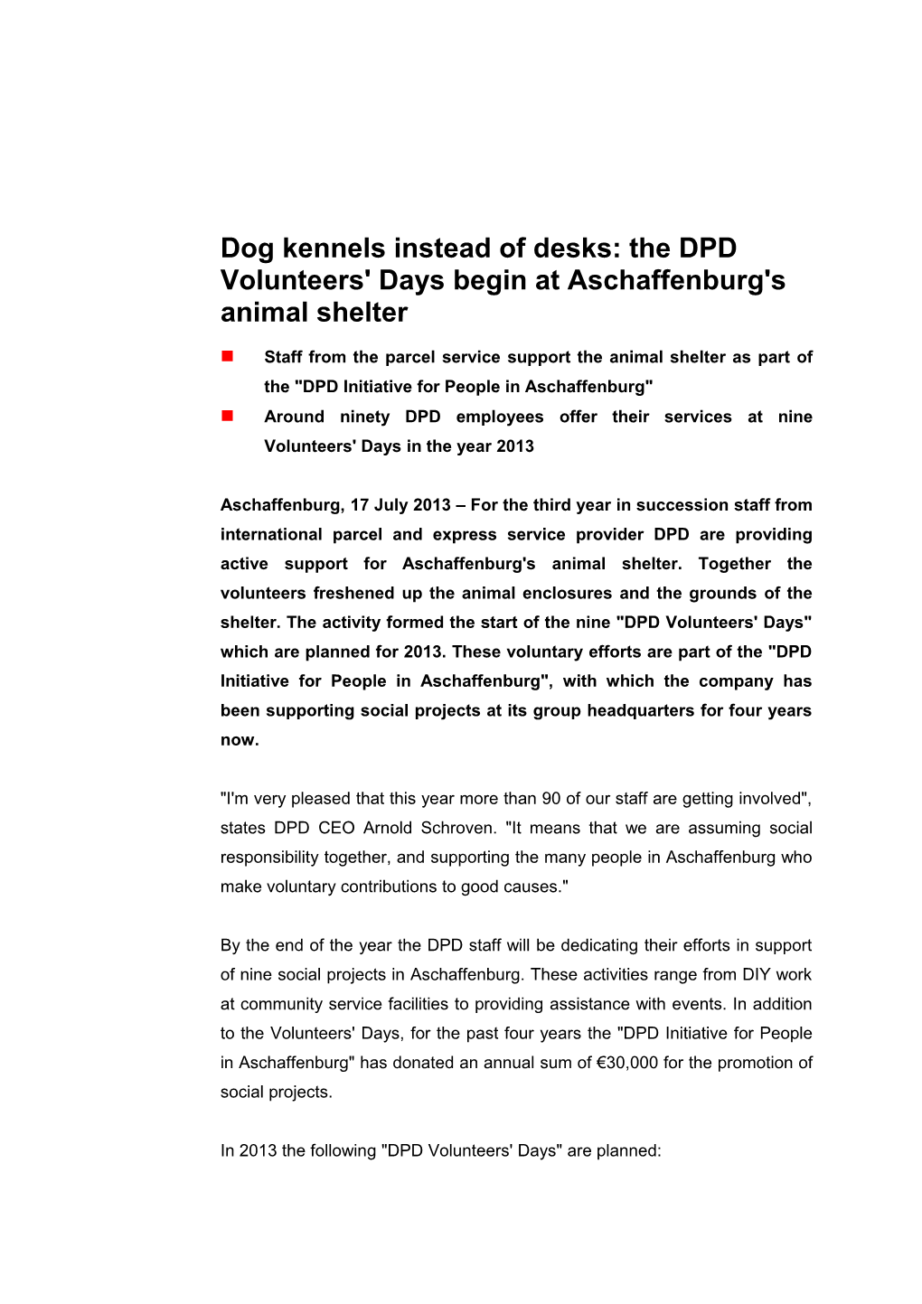 Dog Kennels Instead of Desks: the DPD Volunteers' Daysbegin at Aschaffenburg's Animal Shelter