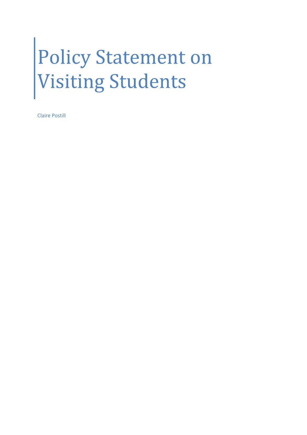 Policy Statement on Visiting Students