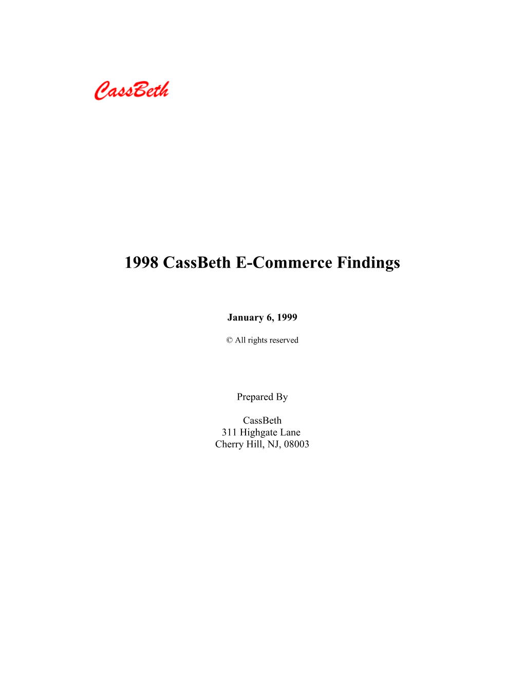 1998 Cassbeth E-Commerce Findings