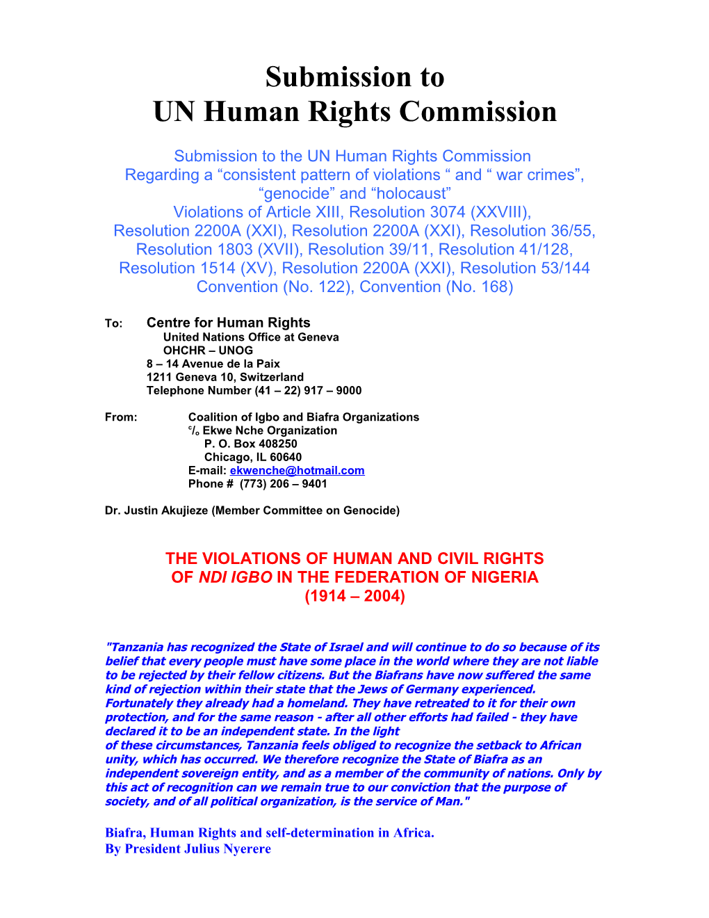 UN Human Rights Commission