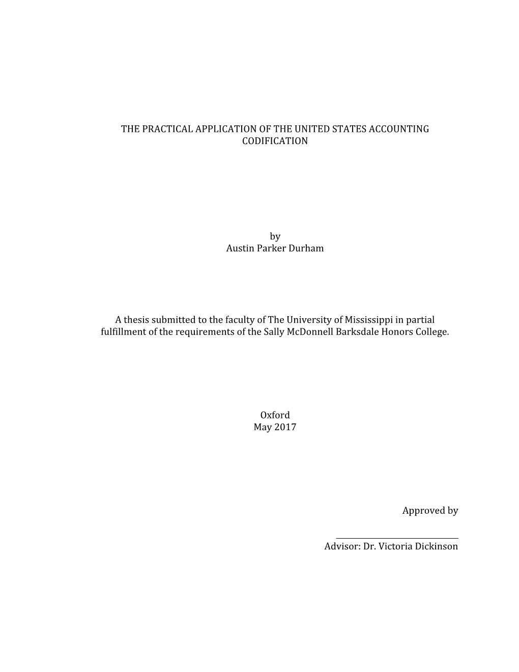 The Practical Application of the United States Accounting Codification