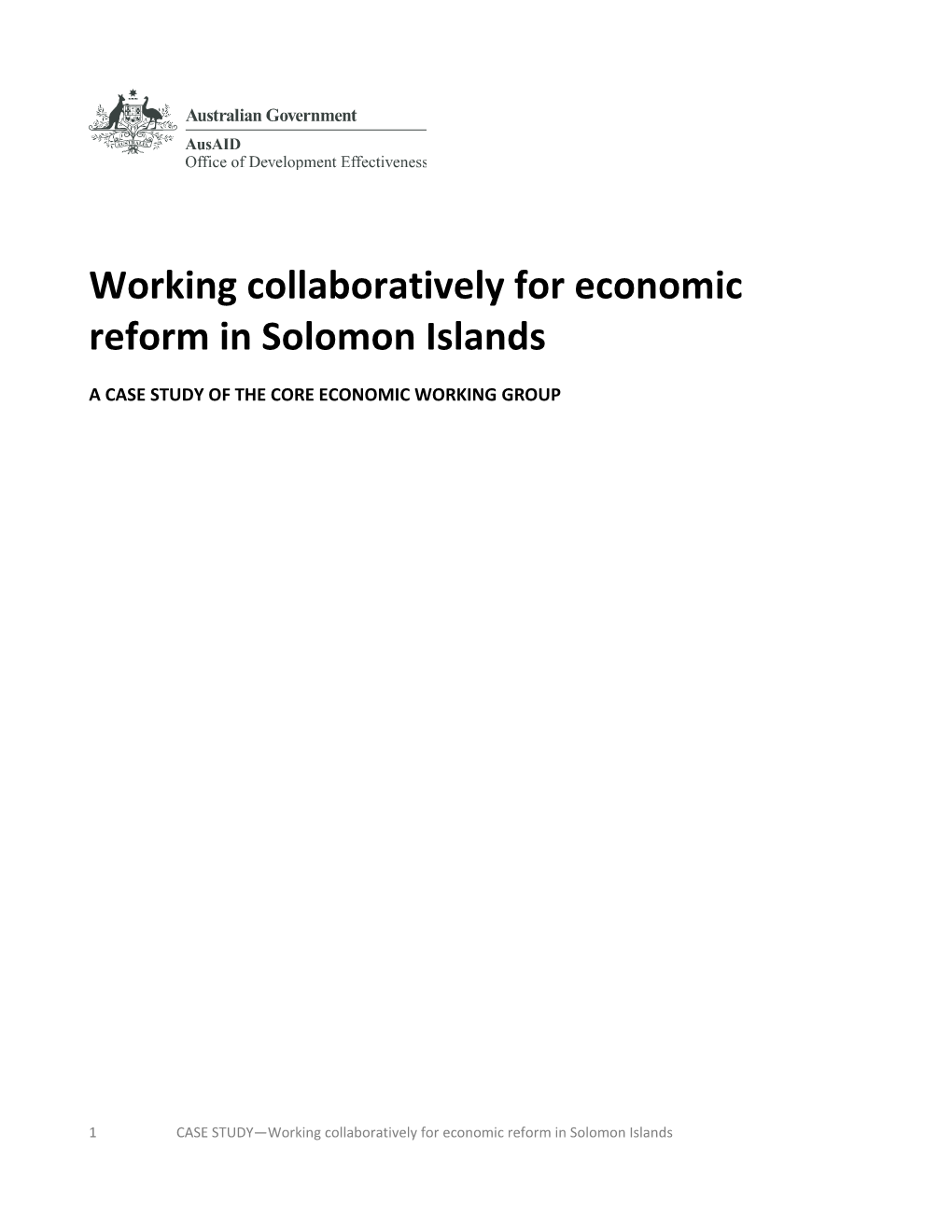Working Collaboratively for Economic Reform in Solomon Islands