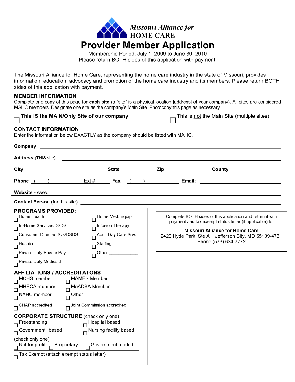 Provider Member Application
