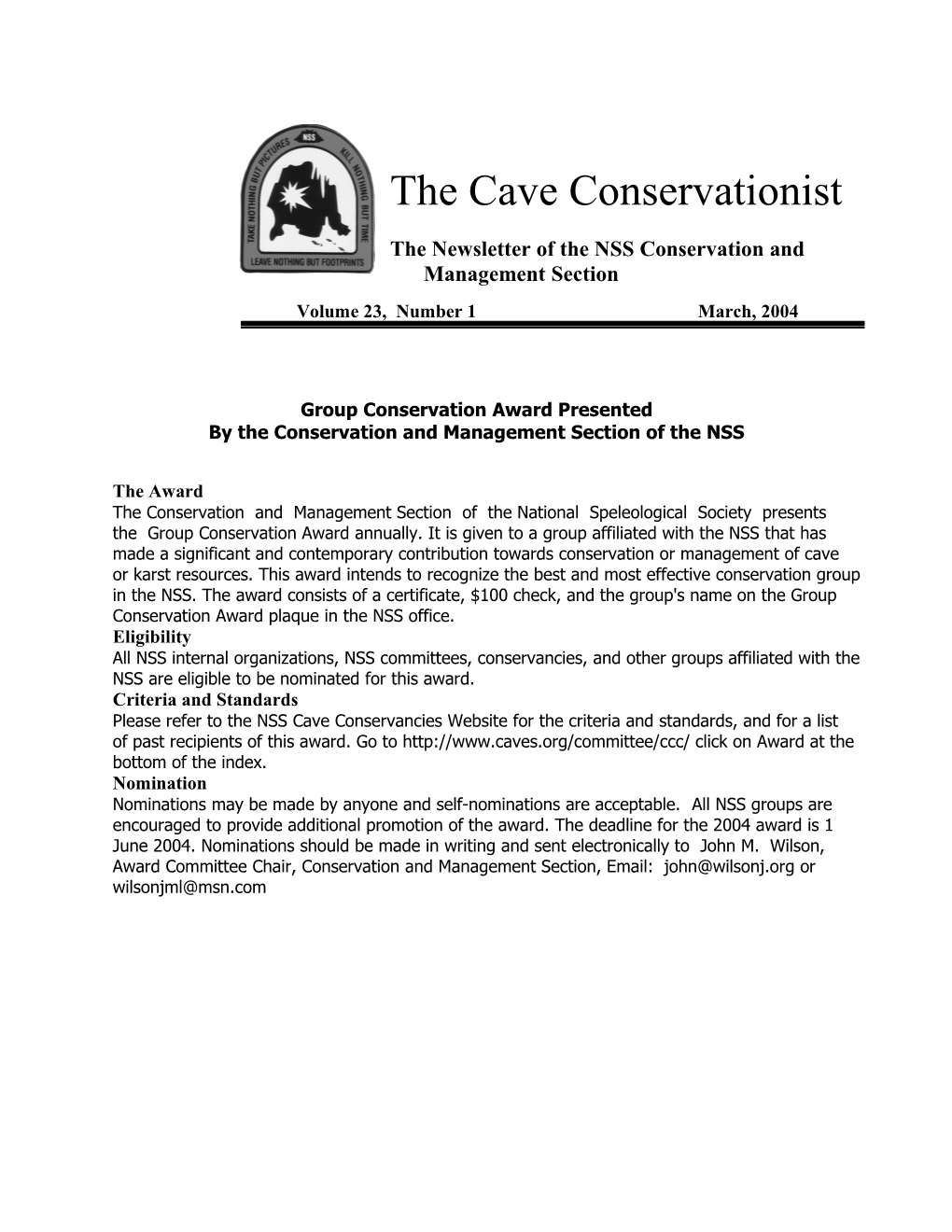 The Cave Conservationist