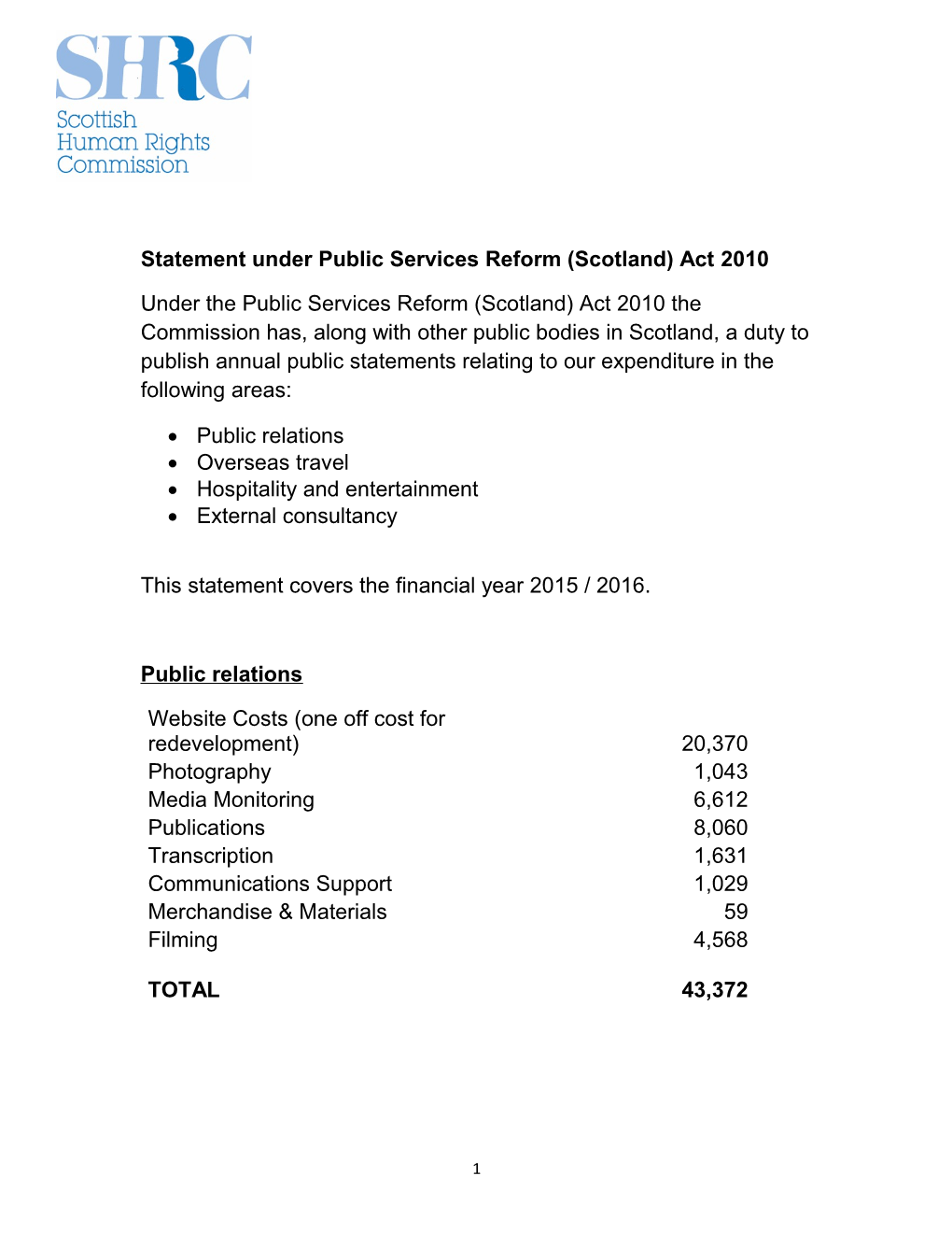 Statement Under Public Services Reform (Scotland) Act 2010