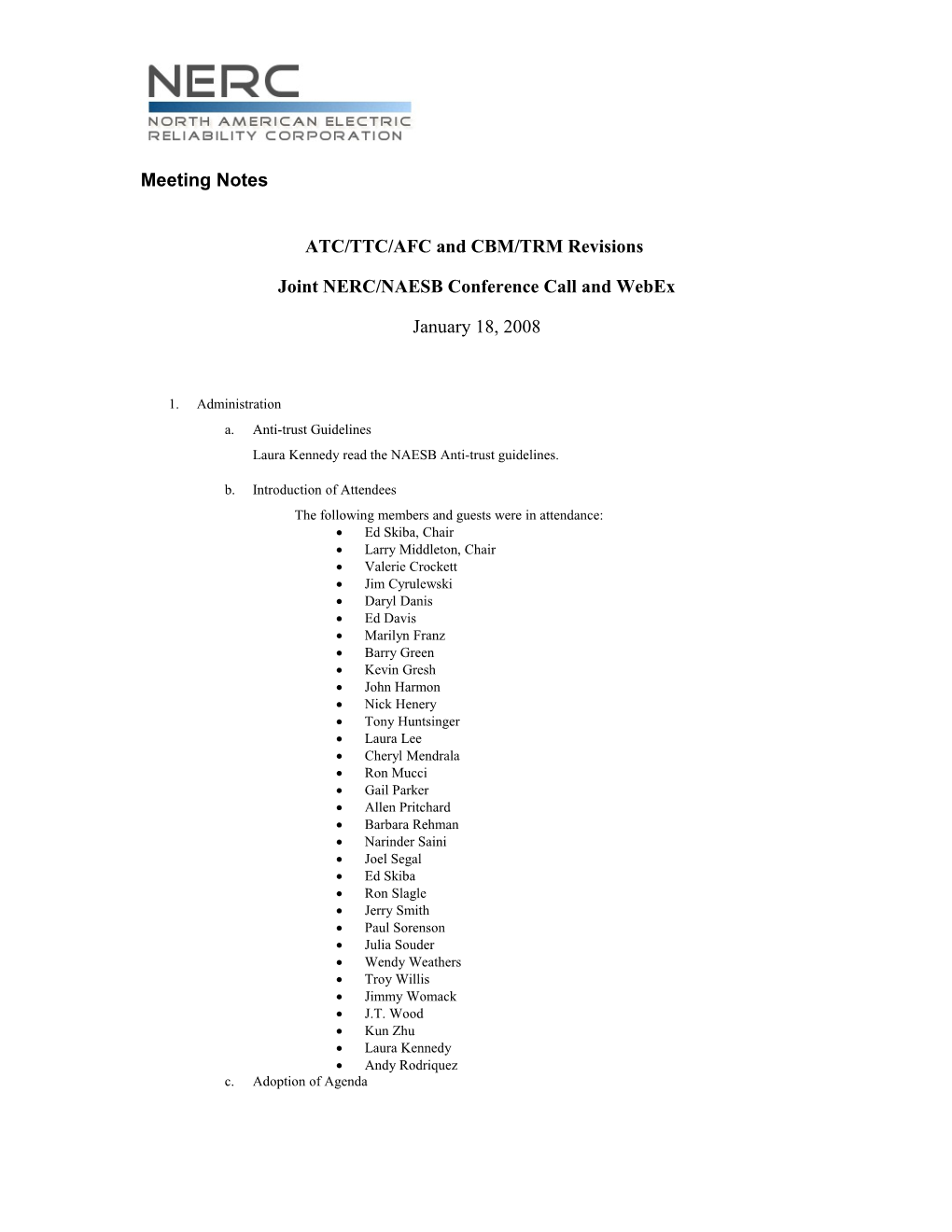 ATC/TTC/AFC and CBM/TRM Revisions