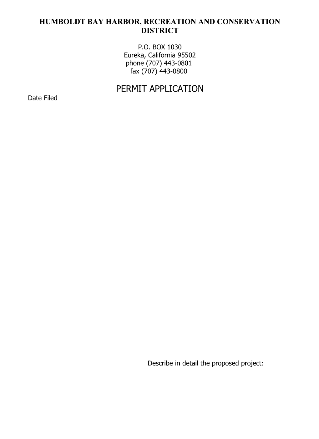 Humboldtbay Harbor District Permit Application