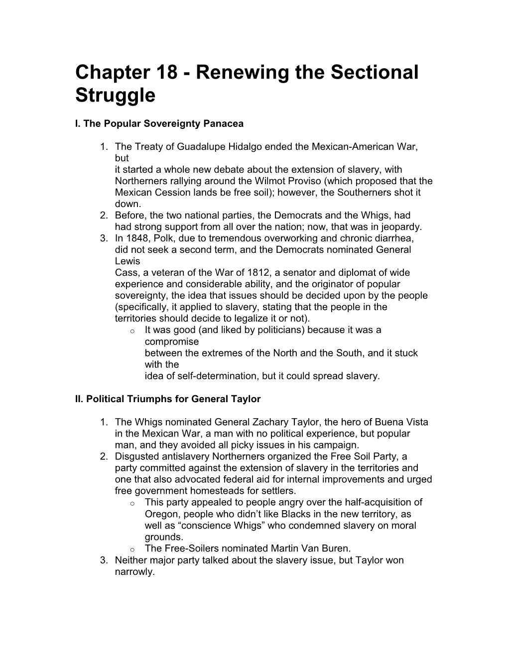 Chapter 18 - Renewing the Sectional Struggle