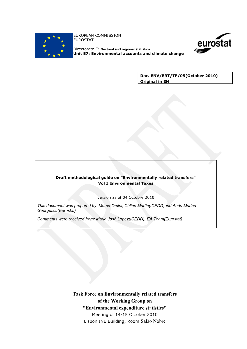 Environmentally Related Transfers Vol I Environmental Taxes