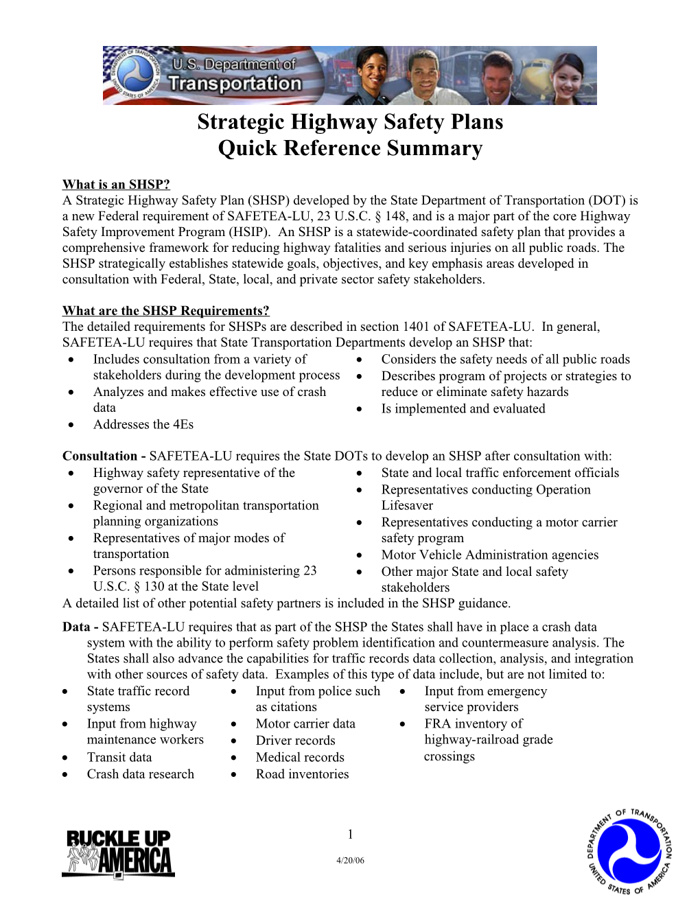 Strategic Highway Safety Plans
