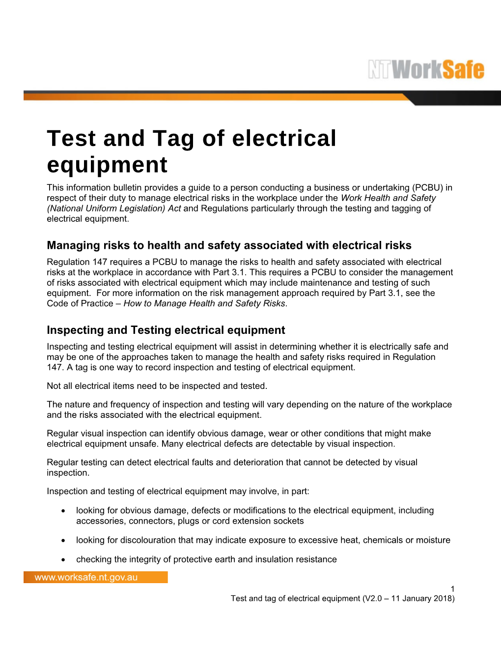 Test and Tag of Electrical Equipment