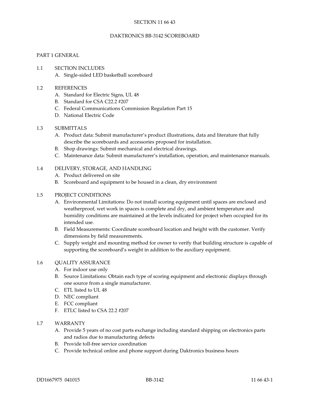 BB-3142 (Colorsmart) Architect Specifications