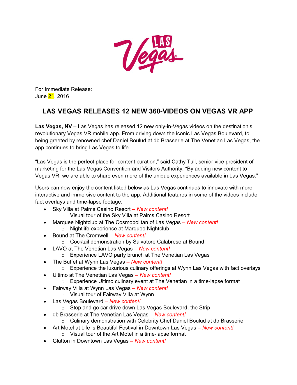 Las Vegas Releases 12 New 360-Videos on VEGAS VR APP
