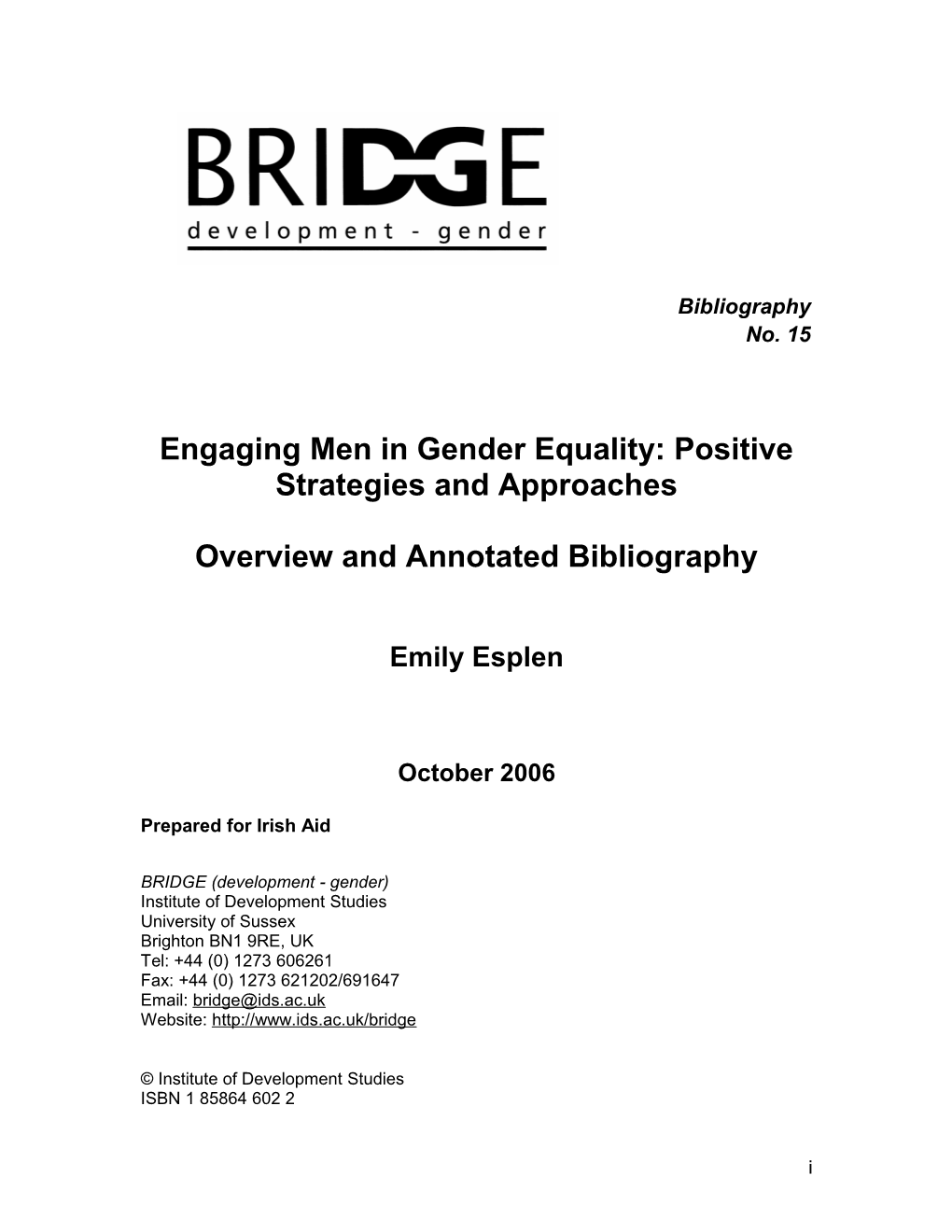 Overview Men and Masculinities