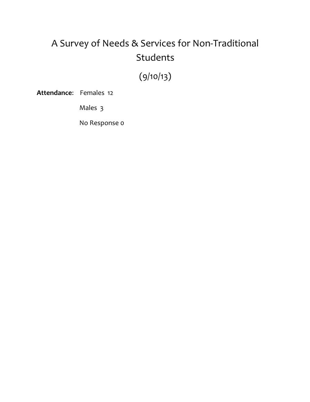 A Survey of Needs & Services for Non-Traditional Students
