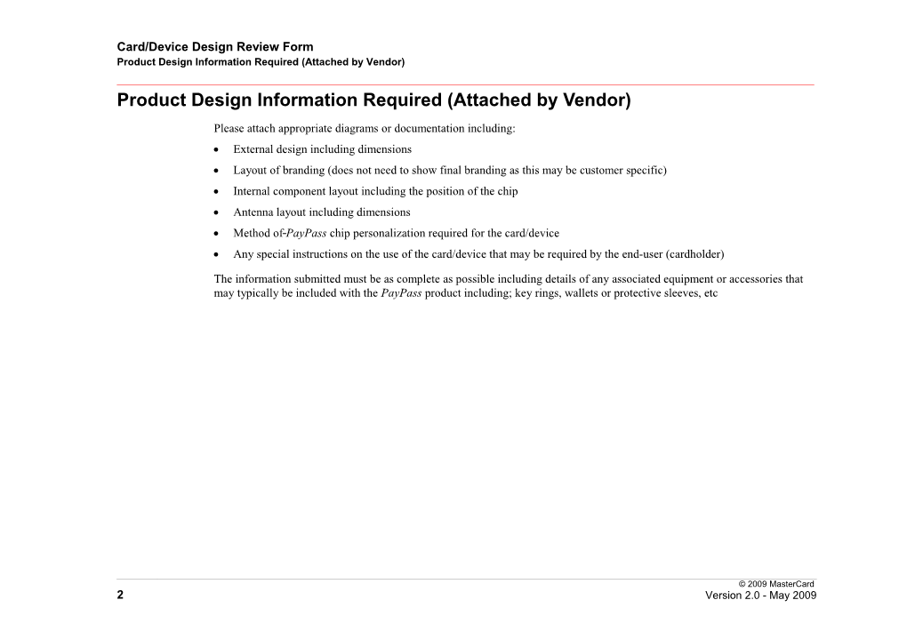 Card/Device Design Review Form