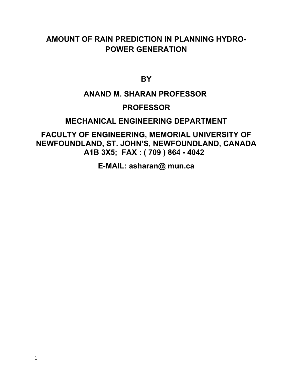 Amount of Rain Prediction in Planning Hydro-Power Generation