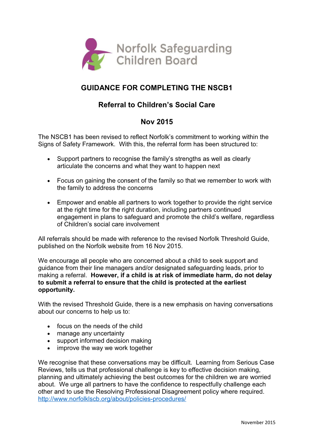 Guidance for Completing the Nscb1