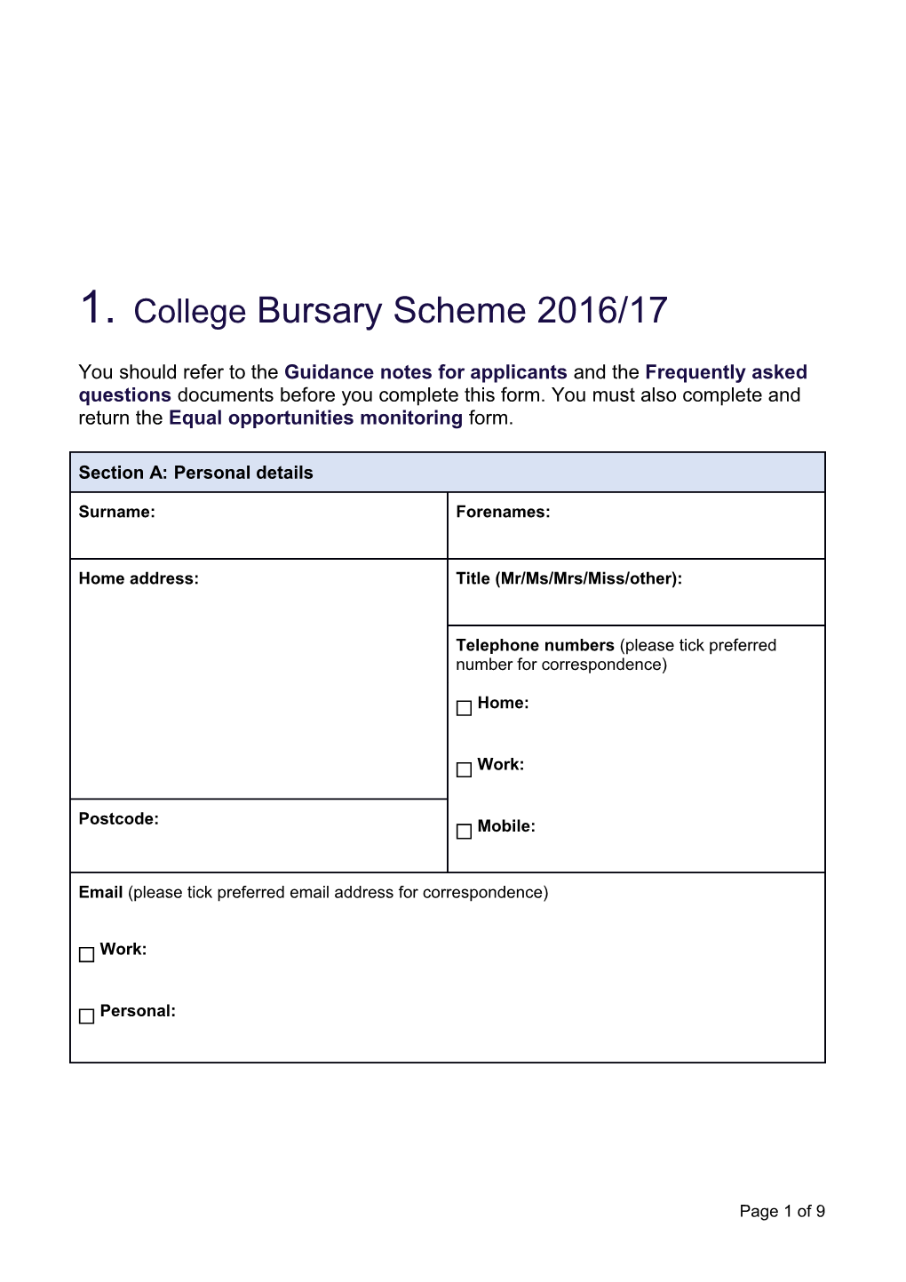 Bursary App Form