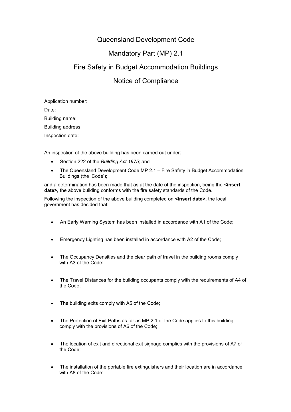 Fire Safety in Budget Accommodation Buildings