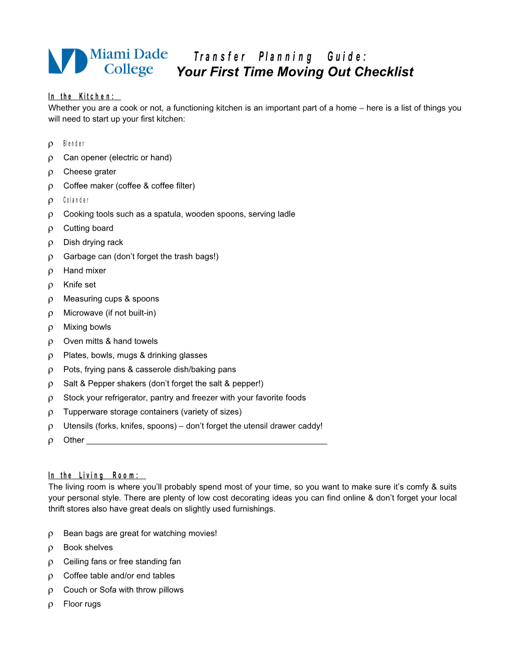 Your First Time Moving out Checklist