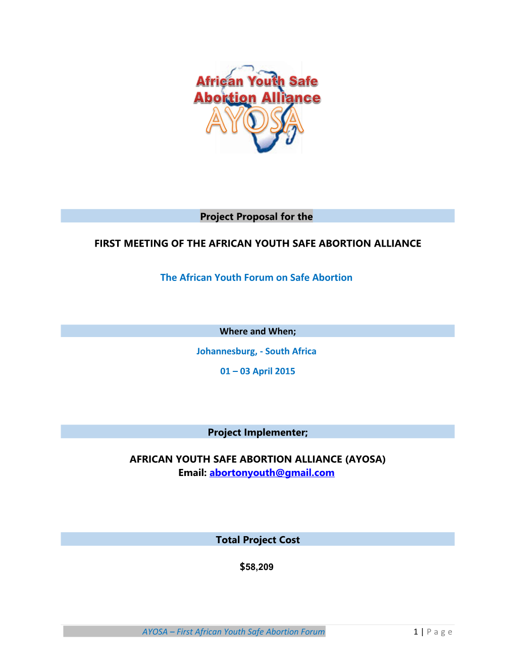 First Meeting of the African Youth Safe Abortion Alliance