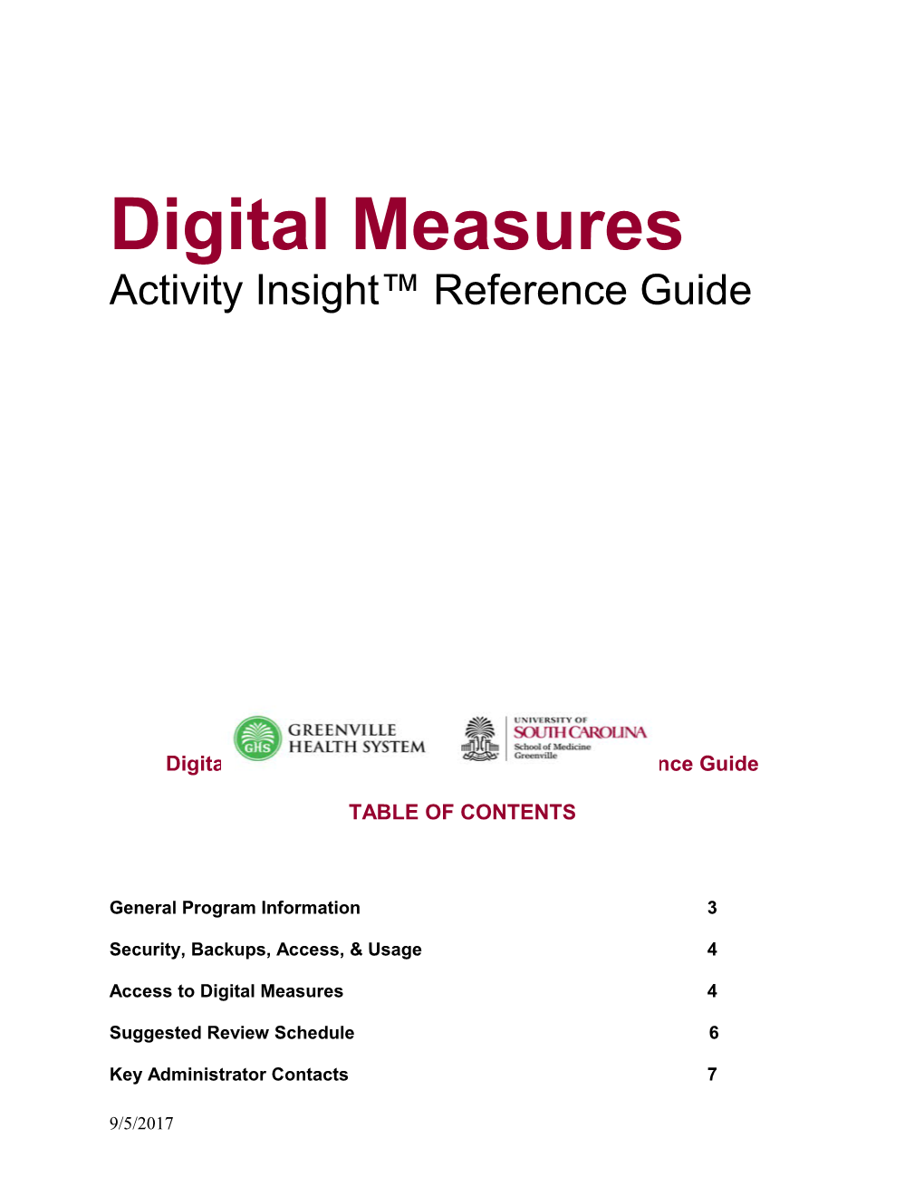 Digital Measures Activityinsight (DMAI) Reference Guide