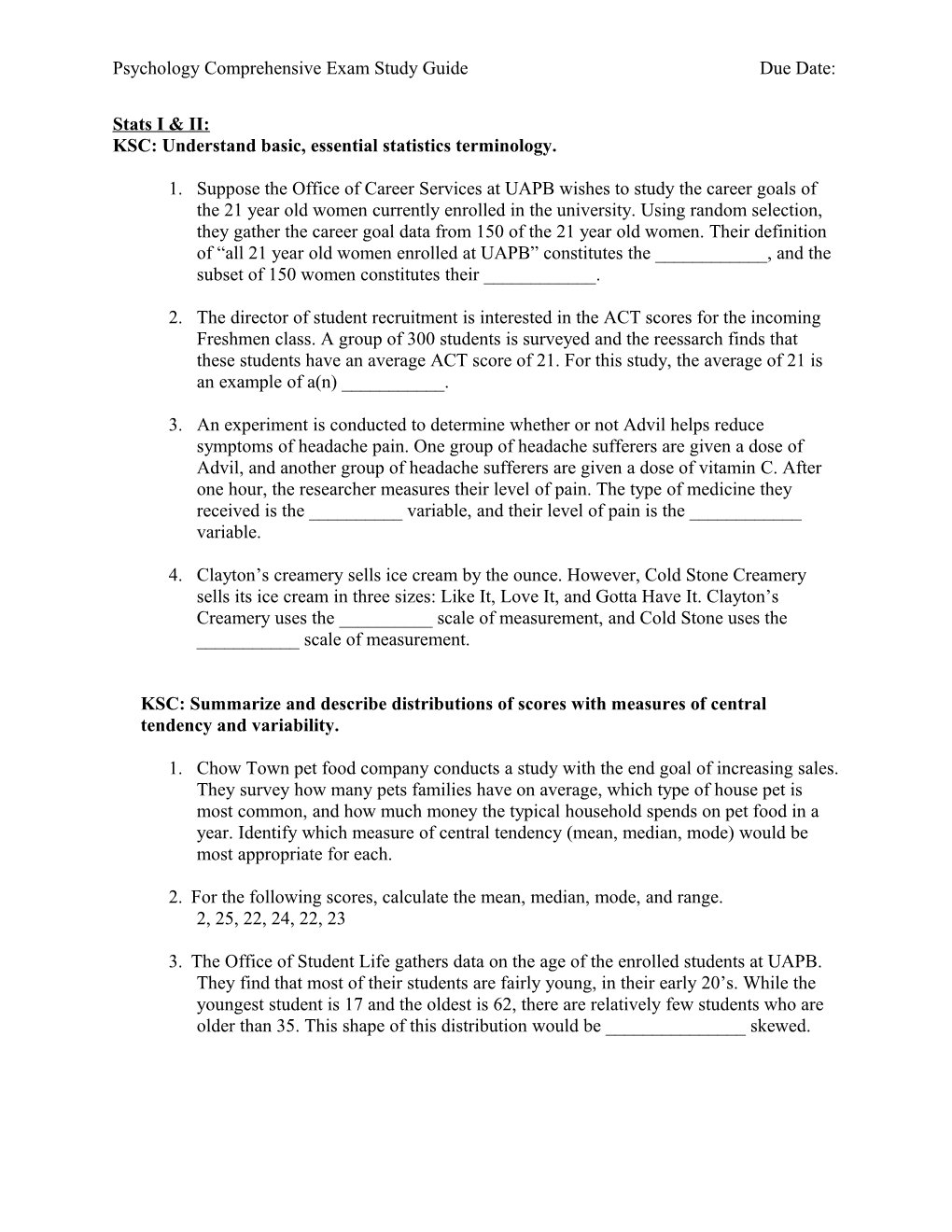 KSC: Understand Basic, Essential Statistics Terminology