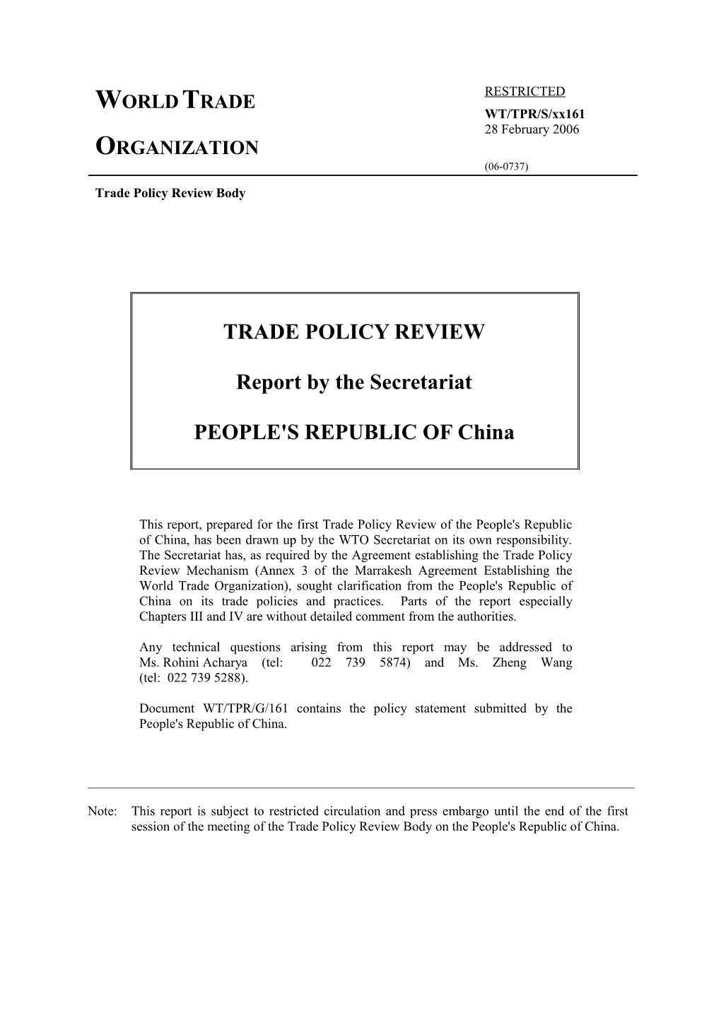 (2)Trade and Investment Policy Frameworkx