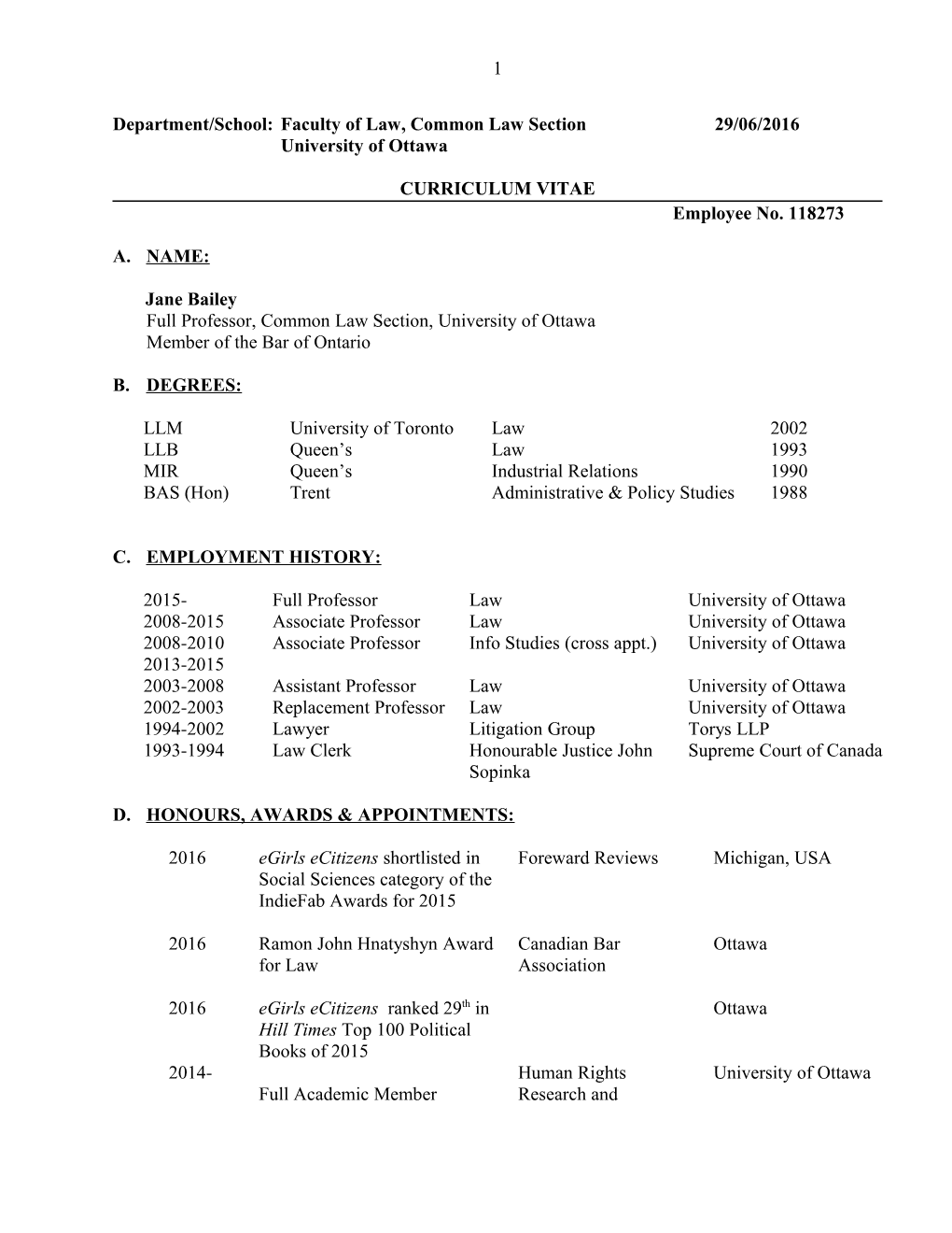 Department/School:Faculty of Law, Common Law Section 29/06/2016