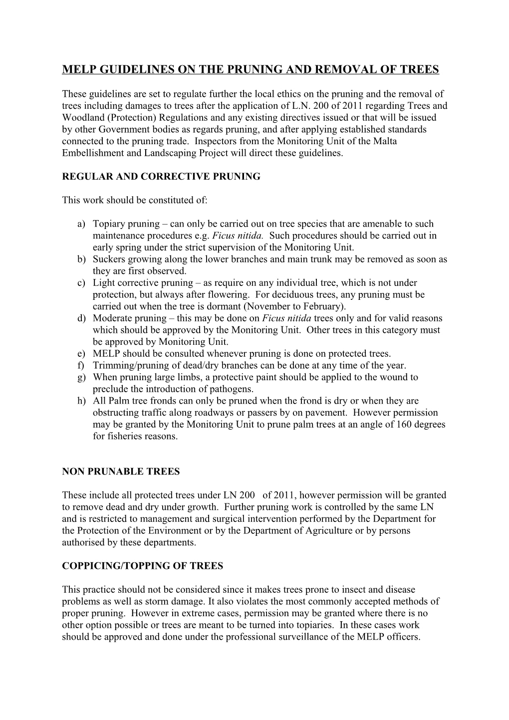 Melp Guidelines on the Pruning and Removal of Trees