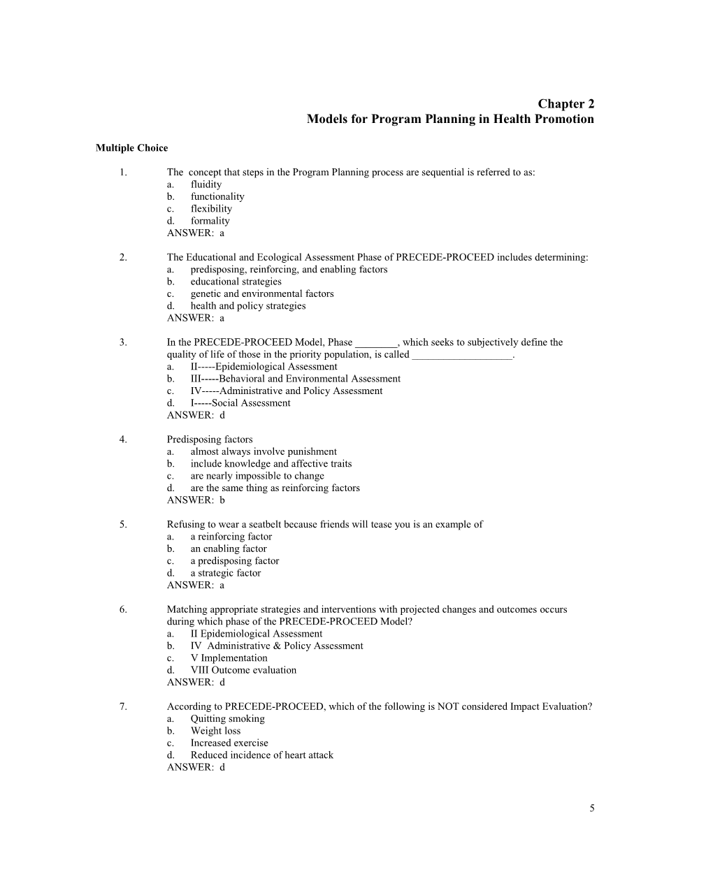 Chapter 2: Models for Program Planning in Health Promotion 1
