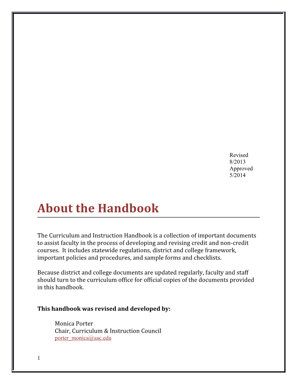 This Handbook Was Revised and Developed By