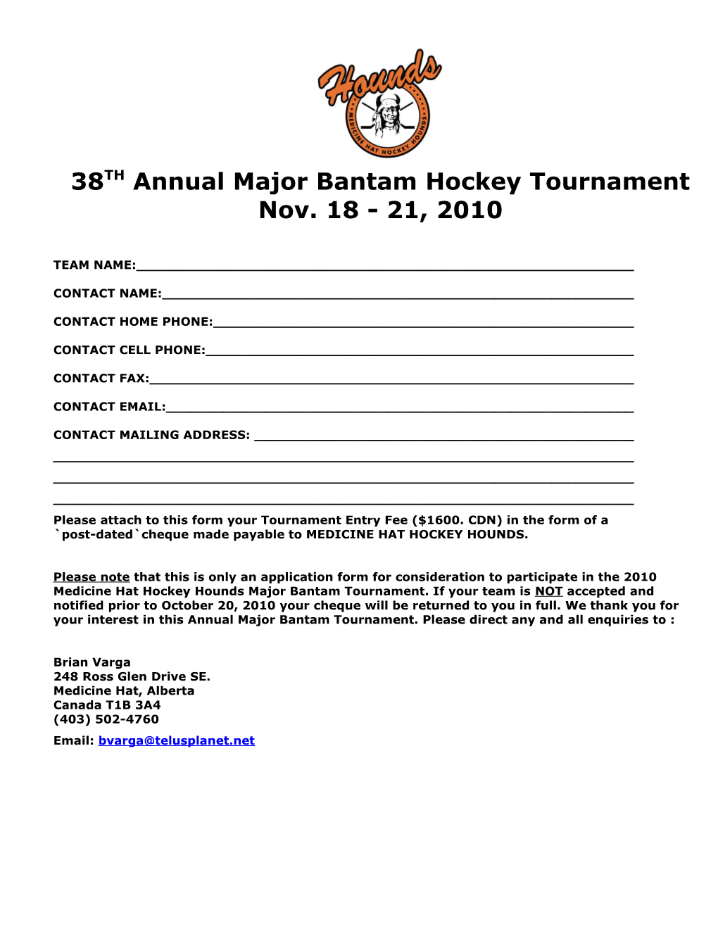 38TH Annual Major Bantam Hockey Tournament