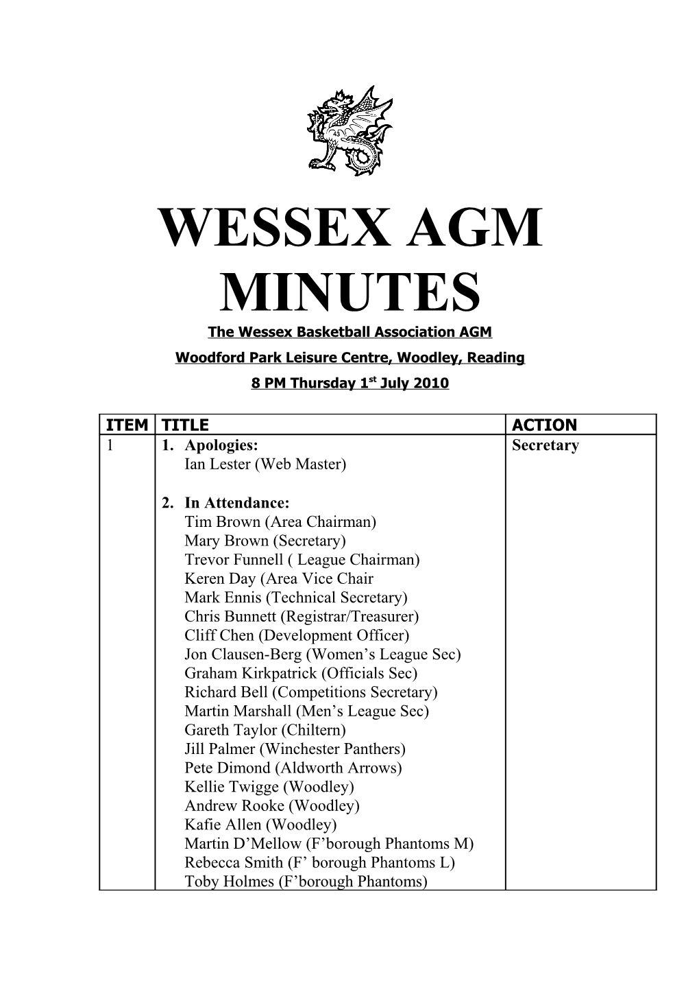 Wessex Basketball Agm