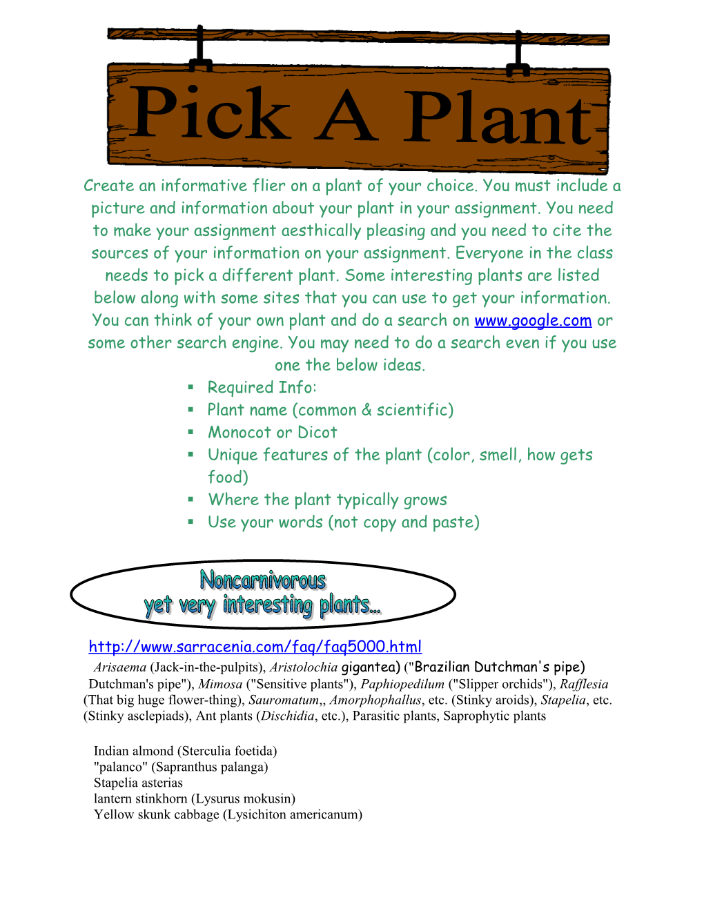 Create an Informative Flier Or Brochure on a Plant of Your Choice