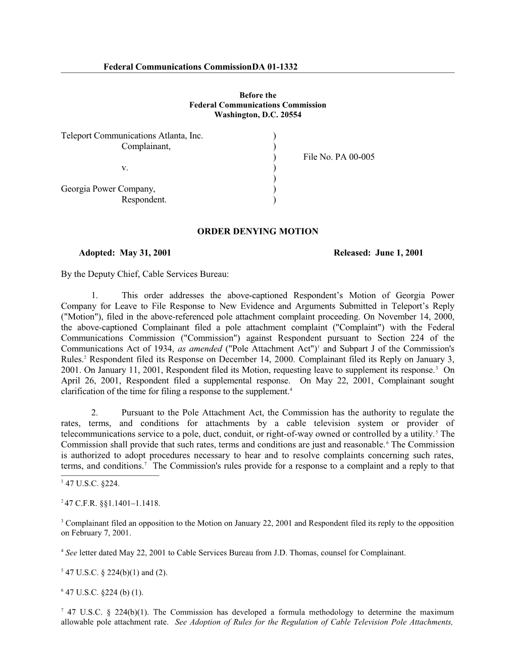 Federal Communications Commissionda 01-1332