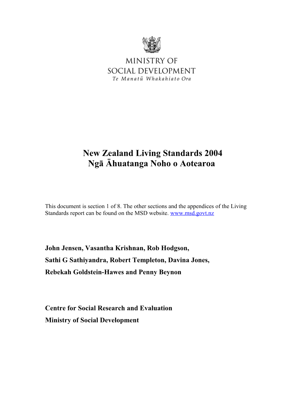 Chapter 1: Introduction and Context of NZ Living Standards