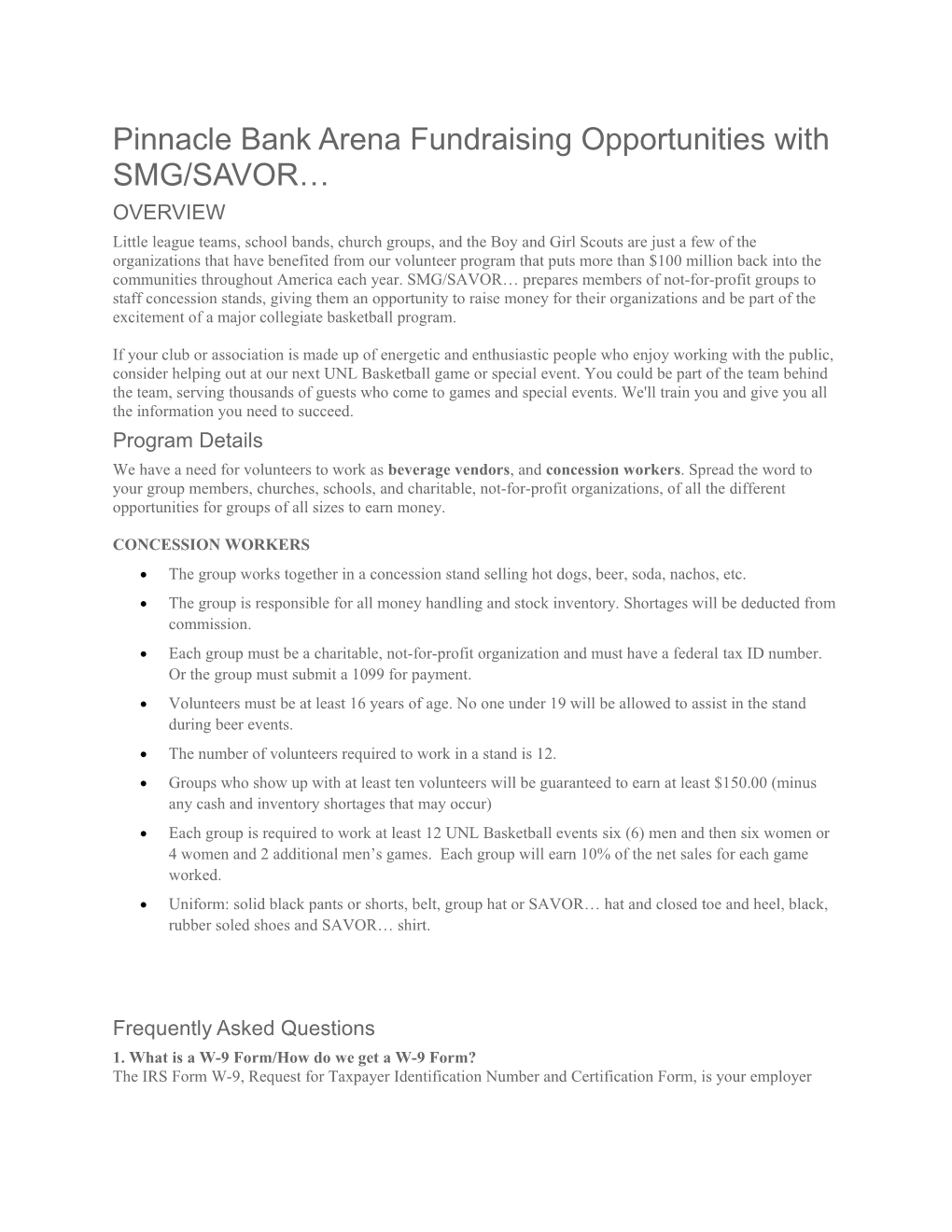 Pinnacle Bank Arena Fundraising Opportunities with SMG/SAVOR