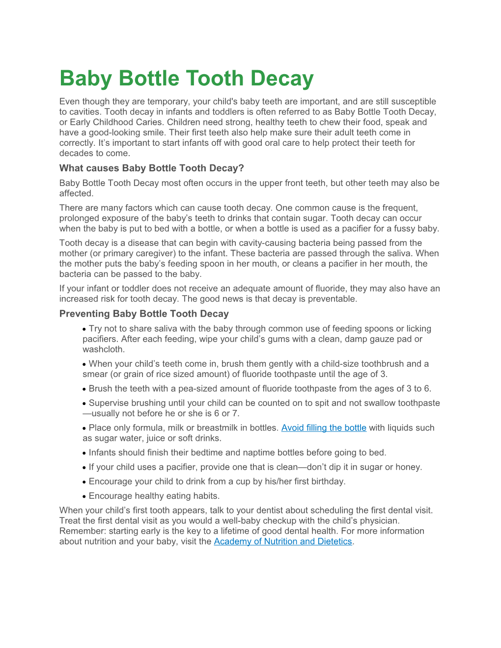 Baby Bottle Tooth Decay