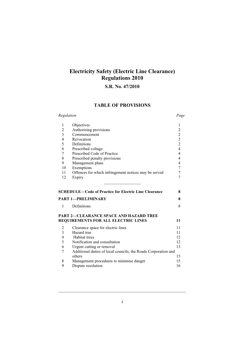 Electricity Safety (Electric Line Clearance) Regulations 2010